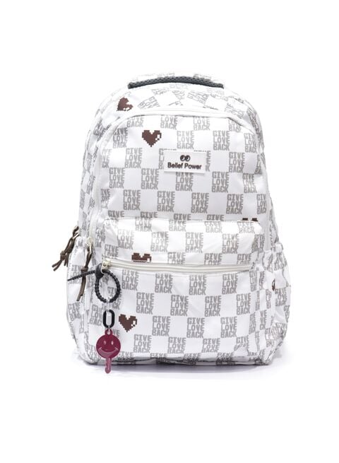 School Backpack For Girls, Made Of High Quality Nylon Blend, White