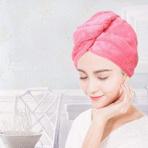 Head towel wrap with button hot sale