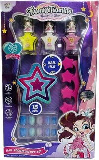 Twinkle Twinkle - 34921, Nail Polish Deluxe Set - 3 Nail Polishes with 12 Nail Accessories for 5&nbsp;Years+