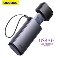 Baseus SD Card Reader Portable USB 3.0 Dual Slot Flash Memory Card Adapter Hub for SD, TF, Micro SD, SDXC, SDHC, MMC RS-MMC Micro SDXC Micro SDHC UHS-I for Mac, PC, Windows, Linux, Chrome, Laptop Grey