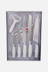 Muy Mucho 7 Pieces Kitchen Knives Set, Slate Blue/Silver