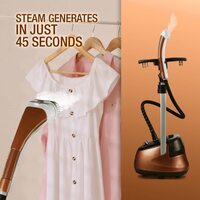 Clikon 2.2 Liter Capacity Garment Steamer With Height Adjustable Ironing Board, 45 Second Heating Time, Heat Insulated Steam Hose, 2000 Watts, Brown, Ck4036