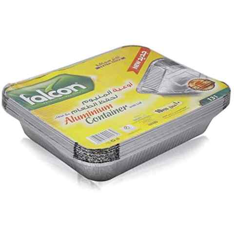 Falcon Rectangle Aluminium Container With Lid Silver 450ml 10 PCS
