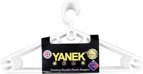 Buy Yanek White Plastic Hangers Durable Space Saving Pack of 10 Light Duty in UAE