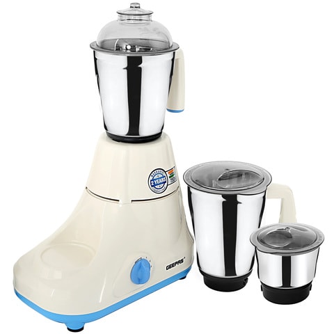 Geepas 750W 3-in-1 Mixer Grinder - Multifunctional Grinder with Stainless  Steel Jars & Blades - 3 Speed, Safety Twist Lock - Perfect for Dry & Wet  Fine Grinding Mixing Juicing - 2 Year Warranty