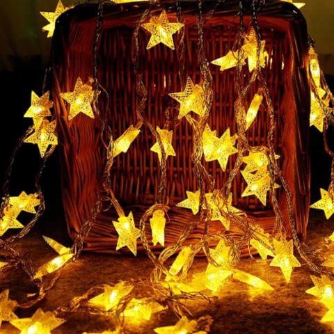 6M 30pcs Star LED String Light, Decorative Light for Indoor, Yellow Color.