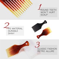Generic-BlueZOO Hair Comb Insert Afro Hair Pick Comb Hair Fork Comb Oil Slick Styling Hair Brush Hairdressing Accessory for Men &amp; Women