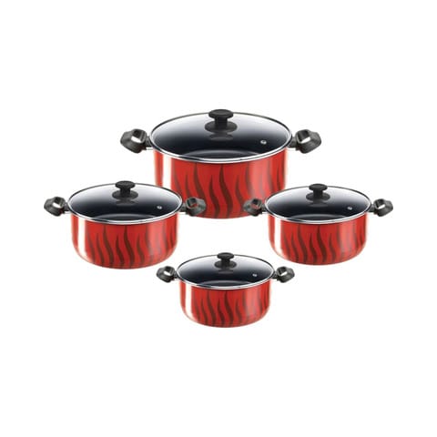 Tefal Tempo Cooking Pots Set - 8 Pieces - Red