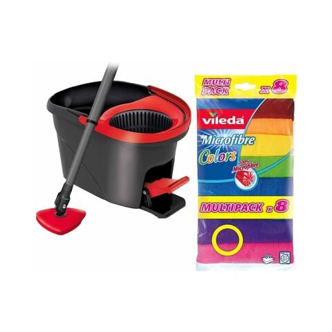 Fokken Jonge dame louter Buy Vileda Easy Wring And Clean Mop Complete System With Microfibre Cloth  Multicolour Pack of 8 Online - Shop Home & Garden on Carrefour UAE