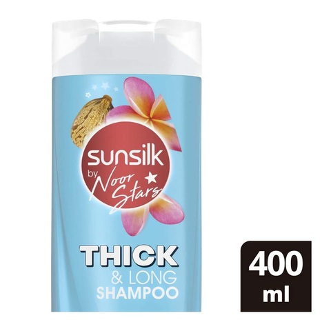 Sunsilk Noor Stars Shampoo for Thick &amp; Long Hair, Thick &amp; Long, with Nourishing Biotin &amp; Castor Oil, 400ml