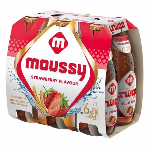 Moussy Malt Beverage Non-Alcoholic Strawberry Flavour 330ml Pack of 6