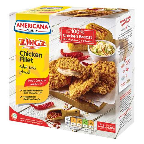 Buy Americana Zingz Chicken Fillet- Hot  Crunchy 420g in Saudi Arabia