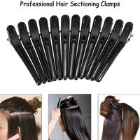 12Pcs Black Hair Grip Clips Hairdressing Sectioning Cutting Clamps Professional Plastic Salon Styling Hair Grip Clips
