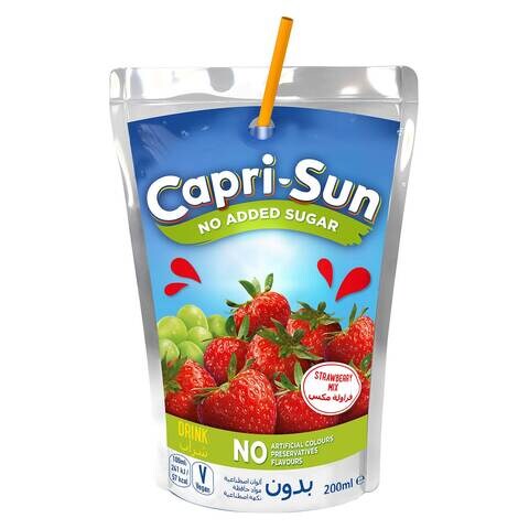 Buy Capri Sun No Added Sugar Strawberry Juice 200ml Online - Shop Beverages  on Carrefour UAE