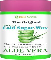 Jadole Naturals Herbal Cold Hair Wax 100% Natural Sugar Wax Hair Removal For Women Body Face At Home Waxing Kit 380g With Free 100 Pcs Strips &amp; Spatula (Aloe Vera)