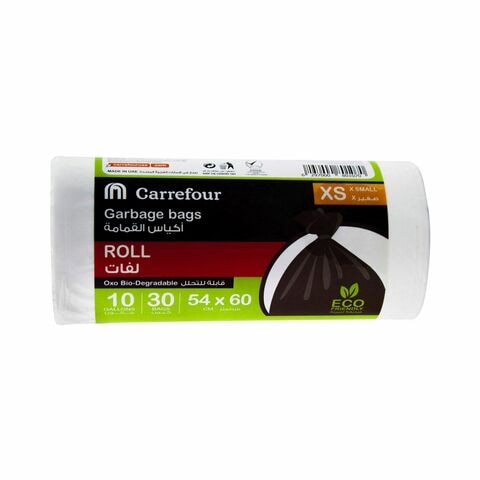 Carrefour 10 Gallon Garbage Bags Roll White XS Pack of 4
