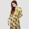 KIDWALA Size M, Women&#39;S Long Dress, Floral Print With Front Tie Knot, Long Sleeves, Closed Neck Yellow, Pink &amp; Green &amp; Blue Vintage Dress