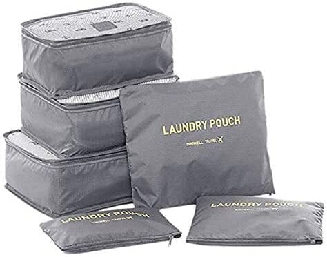 Buy Innovative Six Piece Pouch Travel Luggage Organiser Set Grey