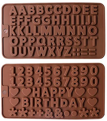 Generic Chocolate Mold Letter And Number Silicone Candy Molds Happy Birthday Cake Decorating Symbols Shapes, Number Molds For Baking, Mini Chocolate Letter Mold Easy To Clean Silicone Letter Molds