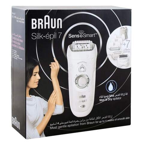 Braun Silk-&Eacute;pil 7 Sensosmart Cordless Wet And Dry Epilator With 7 Extra Heads 7/880 Silver