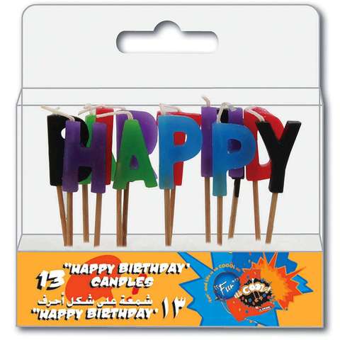 Fun Happy Birthday Candles Multicolour Pack of 13