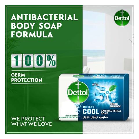 Dettol Instant Cool Anti-Bacterial Bathing Soap Bar for Up To 5 Degree Cooler Sensation, Protects Against 100 Illness Causing Germs, Menthol And Eucalyptus Fragrance, 120g