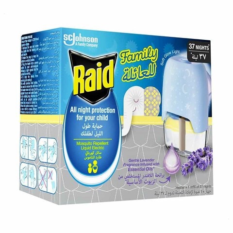 Buy Raid Liquid Mosquito Repellent Electric - Lavender Scent - 37 Nights - 41ml in Egypt