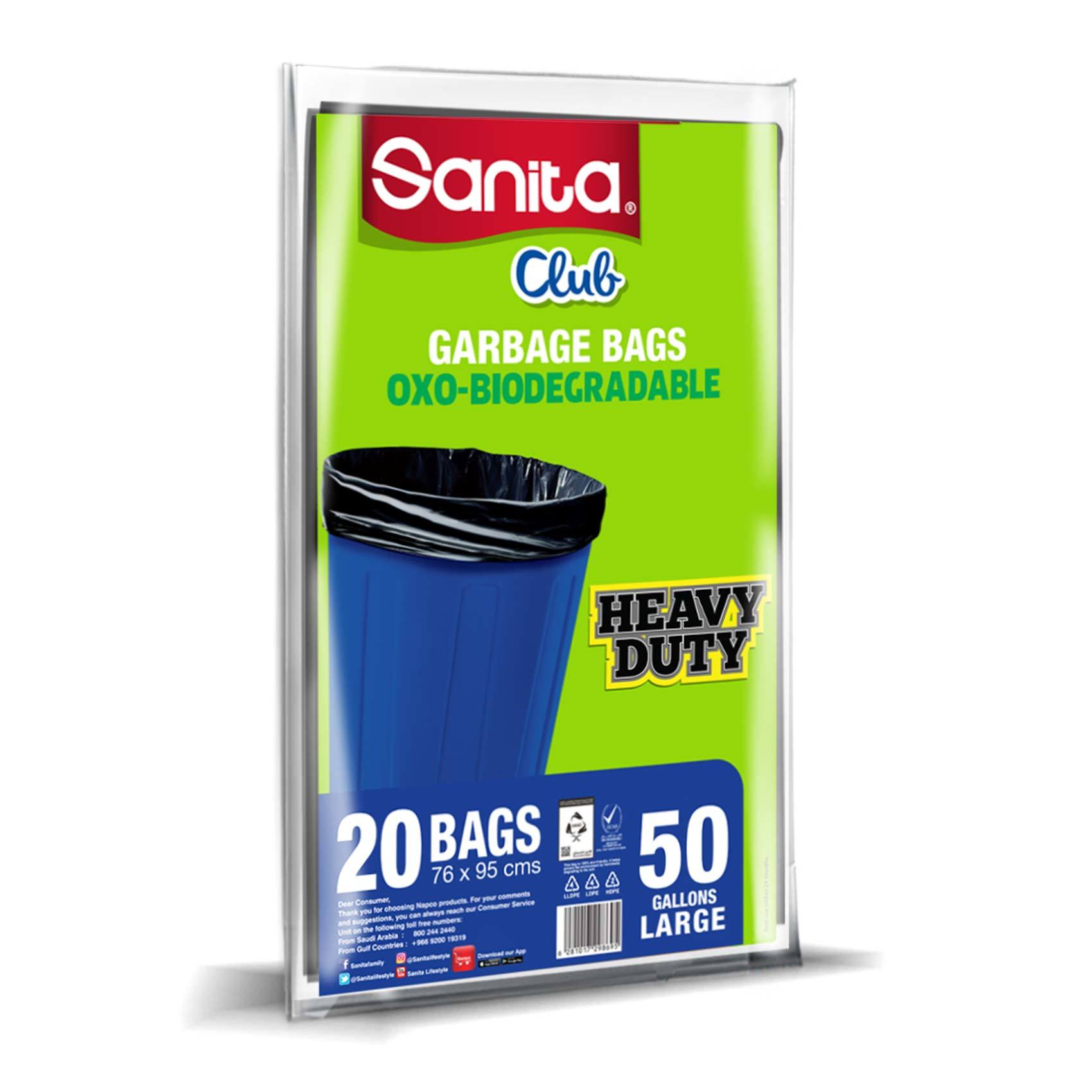 Buy Sanita Club Trash Bag Large 50 Gallons 20 Bags Online Shop Cleaning Household On Carrefour Saudi Arabia