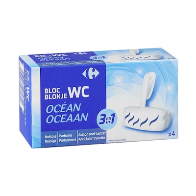 Bloc WC eau bleue avec javel CARREFOUR : les 2 blocs de 48g à Prix