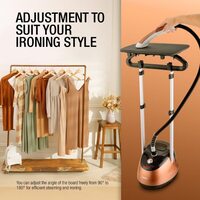 Clikon 2.2 Liter Capacity Garment Steamer With Height Adjustable Ironing Board, 45 Second Heating Time, Heat Insulated Steam Hose, 2000 Watts, Brown, Ck4036