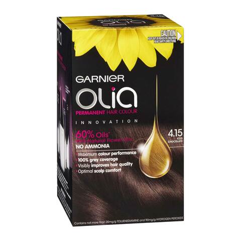 Garnier olia no ammonia permanent hair color kit 4.15 iced chocolate