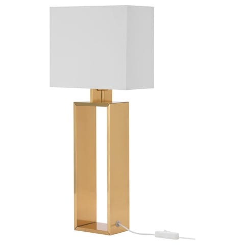 White and brass table outlet lamp