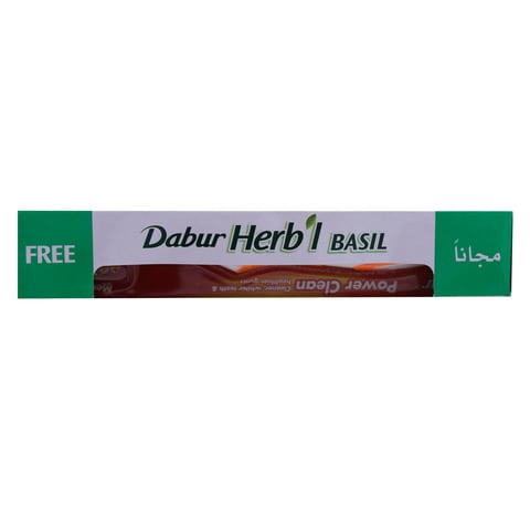 Dabur Herb&#39;L Toothpaste Oral Protection Basil 150 Gram + Toothbrush