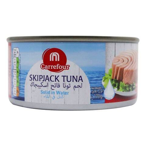 Buy Carrefour Skipjack Tuna Solid In Water 170g in UAE