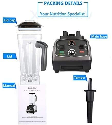 BioloMix BPA Free Commercial Grade Timer Blender Mixer Heavy Duty Automatic Fruit Juicer Food Processor Ice Crusher Smoothies 2200W
