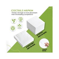 Cocktail Paper Napkins White 2 Ply 33x33 Size - Beverage Bar Napkins Linen Like Square Napkins Eco Friendly &amp; Compostable Everyday Use, Party or Wedding 50 Pieces.