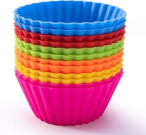SKY-TOUCH 12Pcs/pack 7cm Silicone Soft Round Cake Muffin Chocolate Cupcake Liner Baking Cup Mold