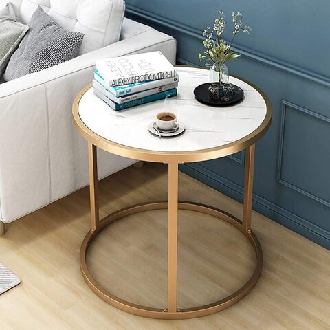 Round side outlet table metal