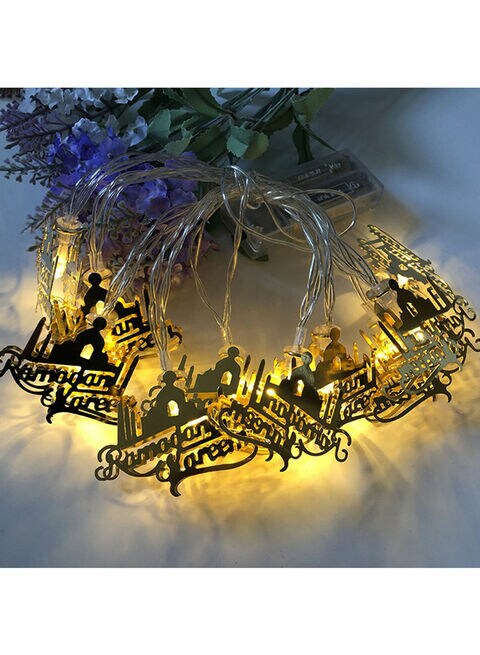 Hanging Led String Lights Iron Letters Castle For Ramadan Party Decoration Gold 12x10x12centimeter