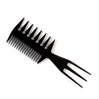 Generic-Three-sided Hair Comb Amber Color Insert Afro Hair Pick Comb Wide Tooth Oil Slick Hair Styling Tool