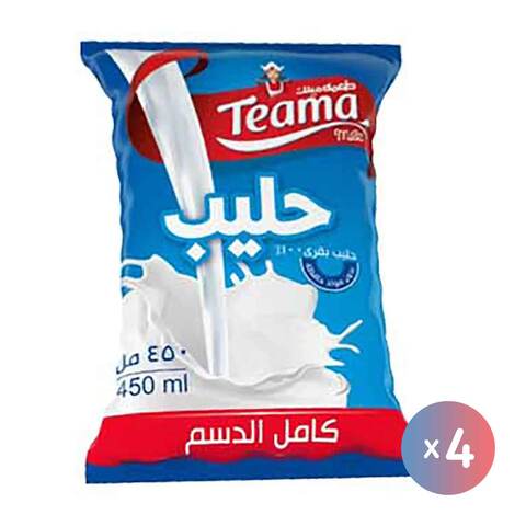 Buy Teama Full Cream Milk - 450ml x 4 Packs in Egypt