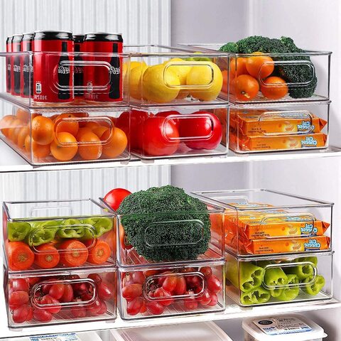 Refrigerator Organizer Bins, Clear Stackable Pantry Food Storage Bins for Kitchen Organization (12 Pcs)
