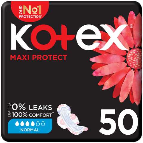 Kotex Maxi Protect Thick Pads Normal Size Sanitary Pads With Wings 50 Sanitary Pads