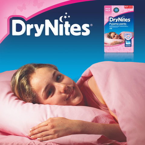 Huggies DryNites Pyjama Pants 8-15 Years Bed Wetting Diaper Girl 27-57 kg Jumbo Pack 13 Pants