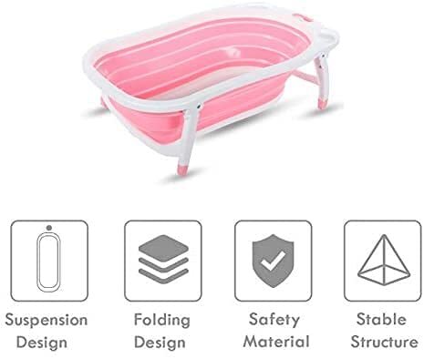 Non-slip Portable Foldable Infant Bath Tub Shower Sink Baby Bathtub Baby Shower (Blue)