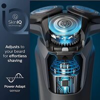 PHILIPS Shaver Series 5000 with Advanced SkinIQ, Wet &amp; Dry Men&#39;s Electric Shaver with Integrated Pop-up Trimmer, 60 mins Run Time - S5588/30, Deep Black