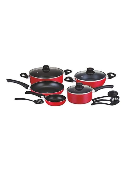 Delcasa 12-Piece Cookware Set Red/Black