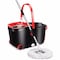 DELCASA Spin Mop Stainless Steel 360 with Bucket, Automatic Rotary Floor Cleaning System,1 Extra Microfiber Mop Heads Easy Press Handle Mop, Spin Mop, Spinning Mop and Bucket Black