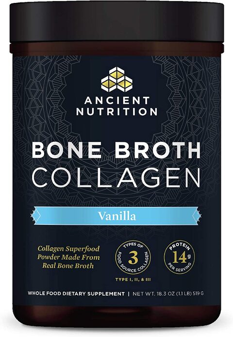 Ancient Nutrition 167615 Bone Broth Collagen Powder, Vanilla, 18.2Oz
