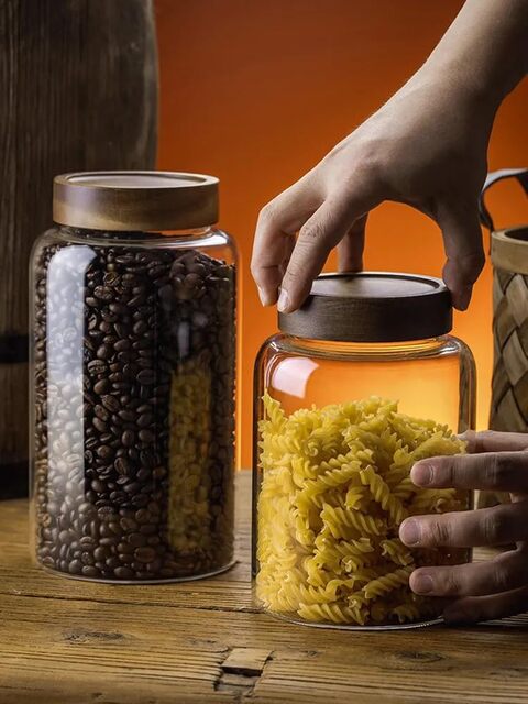 Glass Coffee Storage Jar with Lids Scoop Thicken Glass Coffee Canister  Borosilicate Glass Food Containers for Ground Coffee Beans Nut Pasta Sugar